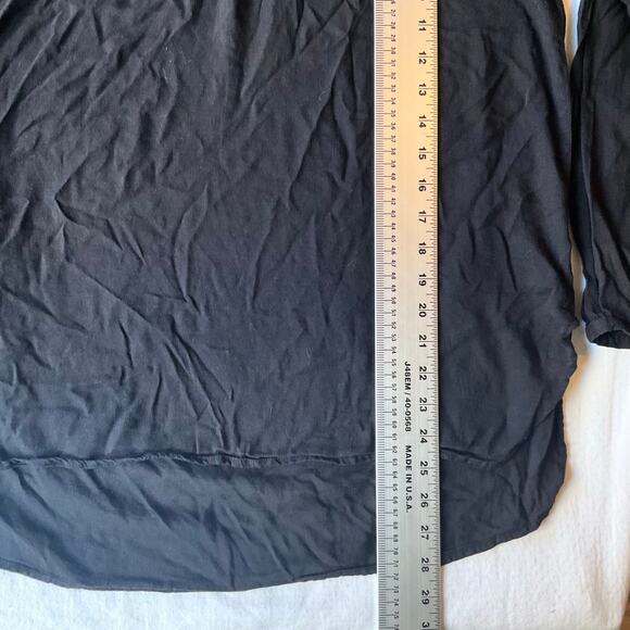 Old Navy Women Tunic Blouse size L Long Sleeve V-neck Rayon Cotton Blend Black - Picture 4 of 9